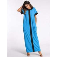 Loose Fit Contrast Muslim Dress