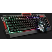 Wired Usb Backlit Ergonomic Gamer Keyboard + Waterproof Optical Mouse GK6803