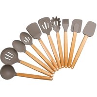 10 Piece Bamboo Silicone Kitchen Utensil Set