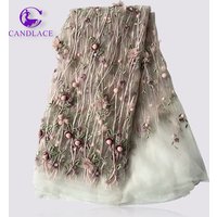 3D Flower Lace Embroidered Tulle Fabric Ball Detail