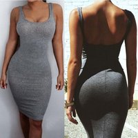 Simple Backless Mini Bodycon Dress Summer