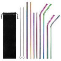 Factory Wholesale Collapsible Color Drinking Custom logo Stainless Steel Straw Reusable Metal Straw with Cleaning Brush