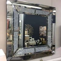 Large Square Bathroom sparking Mirror Crushed Diamond Decorative Wall Mirror