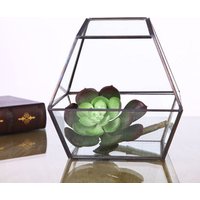 wholesale garden Gold Geometric Terrarium Metal Faceted Tabletop Succulent Plants Holder Glass vase
