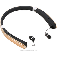 Foldable Wireless Neckband Sports Headset with Retractable Earbud