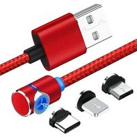 Lowest price 3 In 1 Magnet Braided Cable Mobile Phone Charger 1M 360 Round LED Magnetic Charging USB data Cable