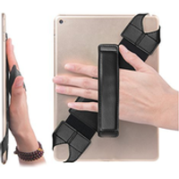 360 Degrees Swivel Leather Handle Grip with Elastic Belt for Ipad Tablet Hand Strap Holder