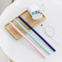 Wholesale Reusable Silicone Drinking Bubble Tea Eco Friendly Foldable Collapsible Straw