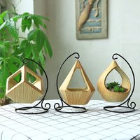 iron frame hanging basket micro landscape geometric succulents flower pot hook iron hook Home decoration hanging orchid china