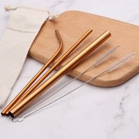 Coloured Reusable Stainless Steel Straight Drinking Straws