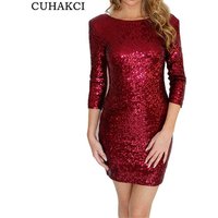 CUHAKCI Women's Sequin Backless Bodycon Party Dress