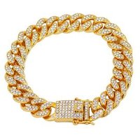 European Best Selling Men's Cuban Link Chain Bracelet Hips Hops Iced Out Pave Full Crystal Cuban Link Bracelet