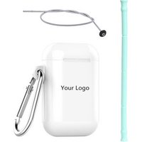 Wholesale Portable Reusable Silicone Straw Foldable BPA Free Silicone Drinking Straw with brush and FDA Grade PP Containler