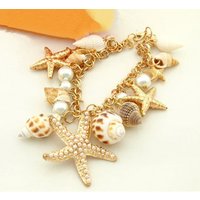 Hot foreign trade summer beach fashionable lady multi-element natural conch pearl starfish shell bracelet wedding and party