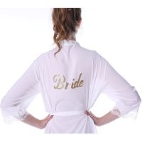 Cotton Kimono Robe Lace Trim Glitter Back