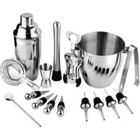 16 Piece Stainless Steel Bartender Kit Shaker & Ice Bucket
