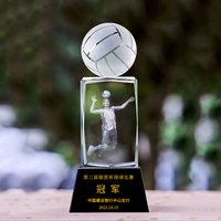 Professional Custom Crystal Block 3d Laser Soccer Crystal Trophy Fantasy Football Trophy Cup