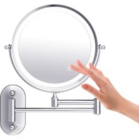 LED Wall Mounted Makeup Mirror 8 Inch Super Large Size Double Sided with Lighted Magnifying Vanit Mirror with Lights 360 Swivel