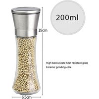 Clear Glass Spice Grinder Bottle Stainless Steel Mechanism