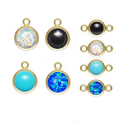 14K Gold Filled 4mm 6mm Bezel Turquoise Charm Opal Pendant Agate Gemstone Jewelry Connectors for DIY Jewelry Making