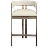 Modern Luxury Stainless Steel Bar Chairs Dining High Stools Velvet Backed Steady Durable Commercial Hotel Restaurant Home