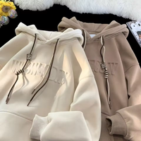 Custom logo Oversized Drop Shoulder Embossed Cropped Hoodies Men High Quality Blank Heavyweight Cotton Pullover Hoodie Men
