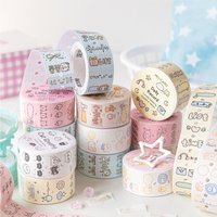 1Roll Tape Cute Labeler Series INS Writable Water Activated Rubber Adhesive PET Masking Handbook DIY Decorative Loop Stickers