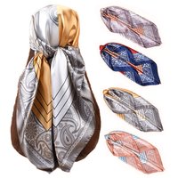 2025 New 90 Satin Cashew Flower Print Square Scarf Polyester Hair & Clothing Accessories Sunscreen Bandannas