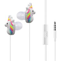 In-ear Wired Stereo Unicorn Shape Cute Cartoon Headphone PVC Earphone With Logo