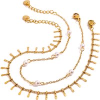 J&D New Arrival Stainless Steel Ocean Jewelry Vacation Style Chain Natural Freshwater Pearl Anklet