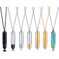 New Design Stainless Steel Men Perfume Bottle Openable Bullet Necklace for Unisex Men