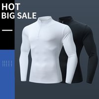 Men's Custom Logo Quarter Zip High Collar Sweatshirt Breathable Gym Cycling Running Sports Jogging Fitness Wear Tight Summer