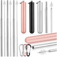 Foldable Reusable Metal Drinking Straw Set Case