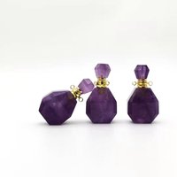 DIY Wholesale Gemstone Essential Oil Perfume Bottle Rose Crystal Fluorite Amethyst Natural Quartz Crystal Perfume Bottle