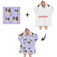 Wholesale Kids Adult Soft Warm Sweatshirt Hooded Blankets Fleece Sherpa Custom Printed Oversized Wearable Hoodie Blanket