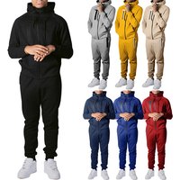 Custom Men's Sporty Knitted Spandex/Cotton Plain Dyed Quick Dry Sportswear Gym Fitness Sets Basketball Wear Jumpsuit Jogging