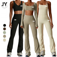 Joyyoung New Design Wholesale Custom High Quality Recycled Long Sleeve 2 Piece Yoga Set Plus Size Gym Fitness Sets for Women