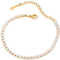 J&D Luxury Stylish 18K Gold Stainless Steel Tennis Chain 3MM Zircon Chain Sports Tennis Chain Bracelet