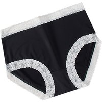 Seamless High Waist Panties with Lace Nylon Plus Size Good Breathability and Elasticity Slimming Solid Pattern