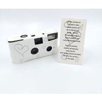 wedding Single Use Disposable Camera with Flashlight Build in Battery with Kodak Color Film 200ASA 36EXP Silver Heart White