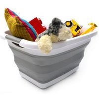Grey Collapsible Plastic Folding Laundry Basket