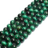 AA Green Tiger Eye Round Energy Stone Healing Power Gemstone Loose Beads (Natural Tiger Eye Color Dyed)