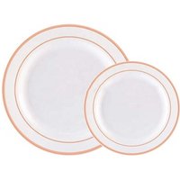 Hot Amazon 7.5" Disposable Rose Gold Rim Plastic Charger Plate Wedding