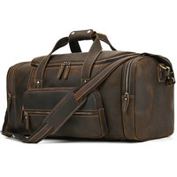 RTS Vintage Crazy-Horse Leather Travel Duffel Bag Large Capacity Weekender Handbag Strong Waterproof Durable Luxury Messenger