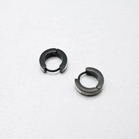 Woman's Small Size Anodized Black Stainless Steel Plain Hoop Earrings Fashion Gold Plated Jewelry