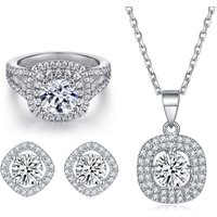 Elegant 925 Sterling Silver CZ Jewelry Set Waterproof Durable Luxury Gift for Her