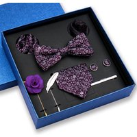 Luxury Men's Floral Jacquard Wedding Tie Cravat Bowtie Cufflink Brooch Pocket Square Gift Set Green Gravata Boxed Business Suit