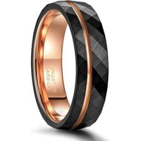 OAHLAN Classic 4mm/6mm/8mm Rose Gold Inlay Bands Hammered Tungsten Carbide Rings for Men Couple Wedding Engagement Wholesale