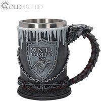Drinking beer cup Game of Thrones Winter is Coming Resin stainless steel coffee mug