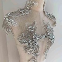 3D Floral Rhinestone Applique Beaded Embroidery Accessory Rose Fringe Bodice Trim Crystal Sew-on Beads Rhinestone Rose Applique